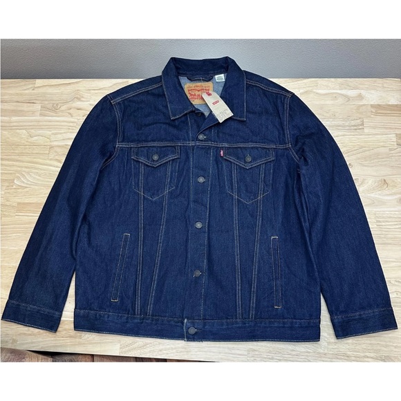 Levis Denim Jacket Dark Wash Trucker Classic Button Front Pockets - Picture 4 of 15